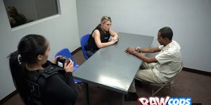 Big ass MILF officers interrogating a thick BBC with their cunts