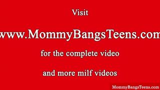 Big titted MILF and teen get threeway pounded