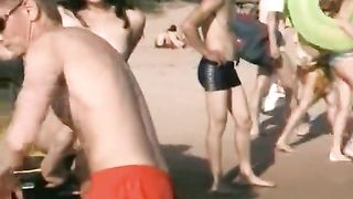 Lovely teens bare their bodies at a nudist be