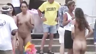 Nudist Come Out to Party and Watch