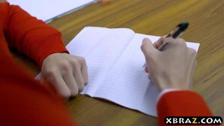 Huge cock for a big titted schoolgirl