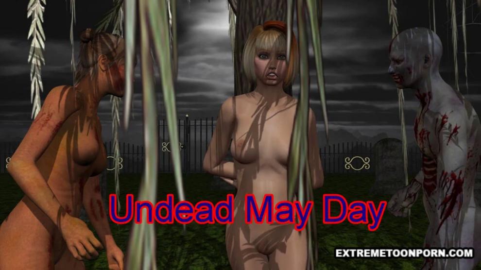 Bi 3D Cartoon Babe Double Teamed by a Zombie Couple