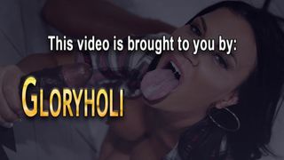 Gloryhole babe gets cum facial tugging