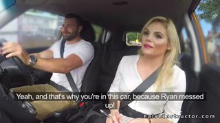 Very hot busty examiner bangs in car
