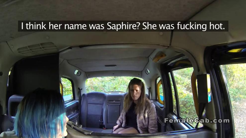 Lesbian face sitting in British fake taxi