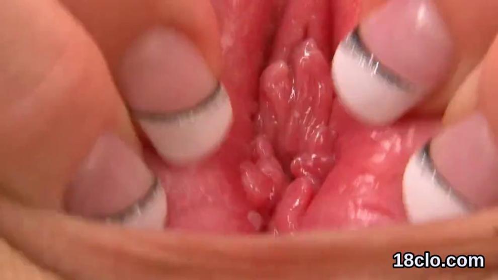 Ideal nympho is gaping slim cunt in closeup and having orgasm