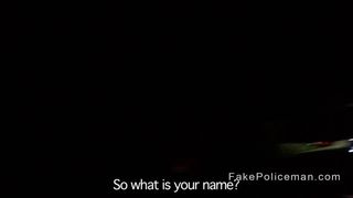 Amateur sucks cops dick in his car at night