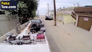 Tow truck driver fucking hard two slutty teens