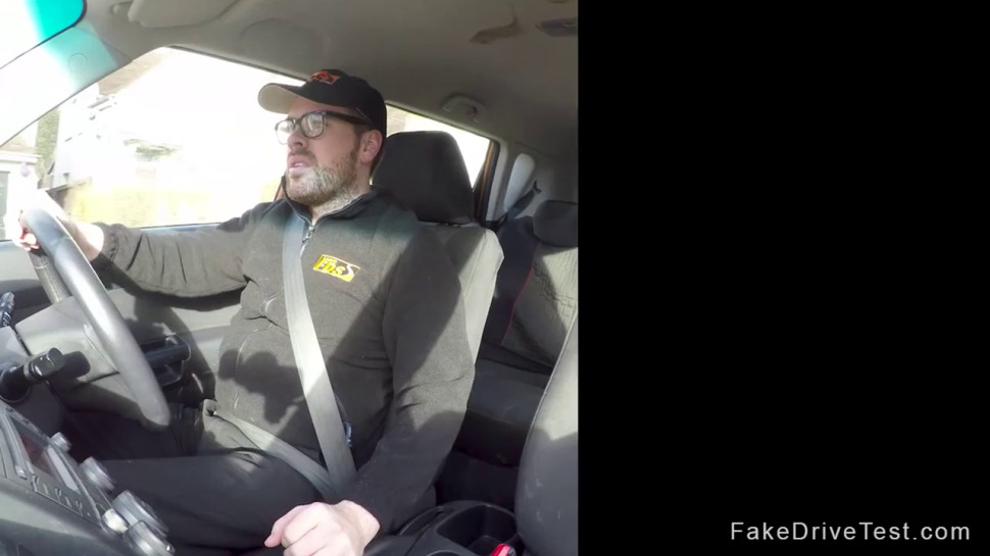 Driving instructor bangs busty student in car