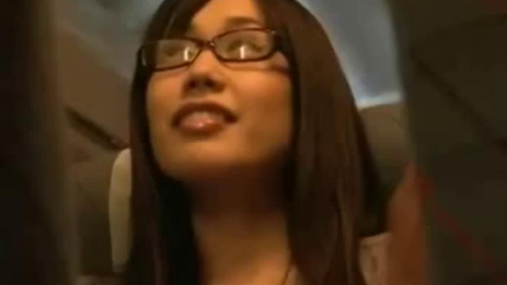 cute glasses girl fucked by geek on plane
