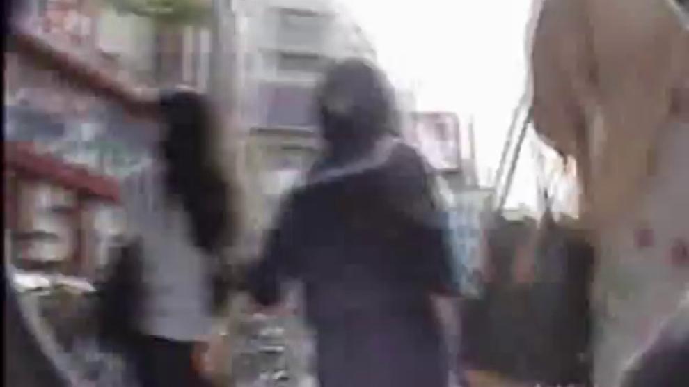 Walking upskirt panties
