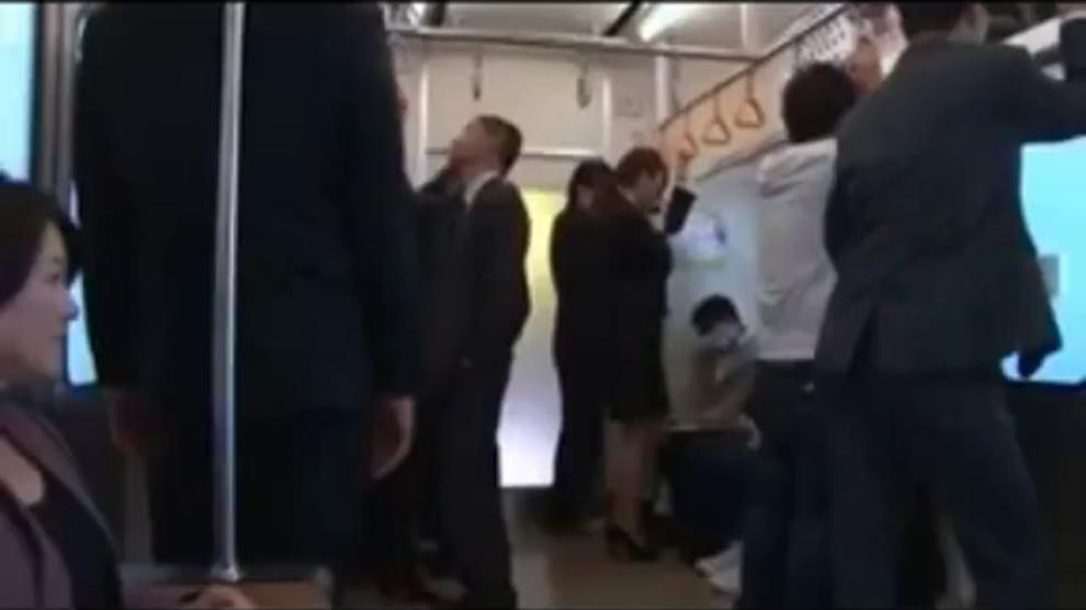 beauty office lady group fucked by train geek - video 1
