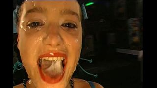 Cum eating bukkake whore