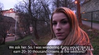 Blonde fucks outdoor by highway