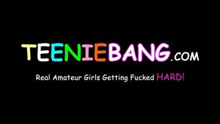 TEENIE BANG - Non professional teen with blue eyes sucking and fucking
