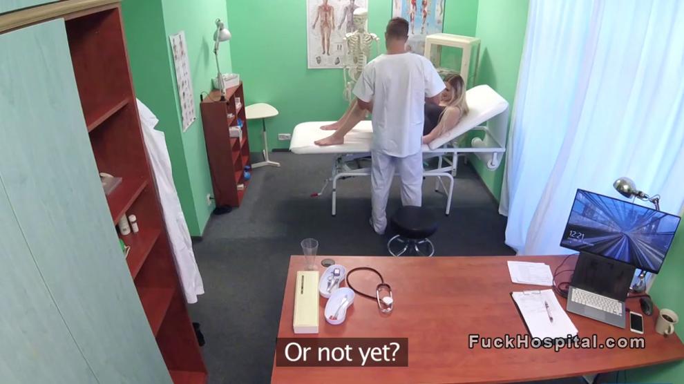 Blonde sucks big cock to doctor