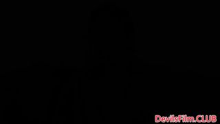 DEVILS FILM - Ebony babysitter squirts during anal cock ride