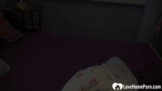 LOVEHOMEPORN - Busty babe strips her lingerie and masturbates