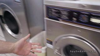 Hot Latina sucks and fucks in laundromat