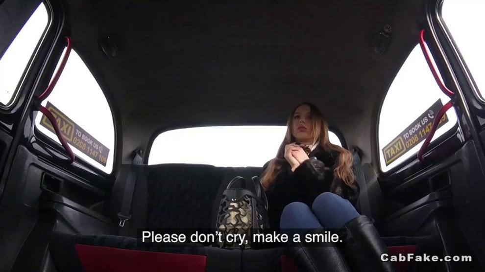 Nice brunette amateur babe fucks in fake taxi