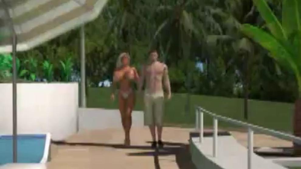 Huge titted hentai blondie gives head outdoors