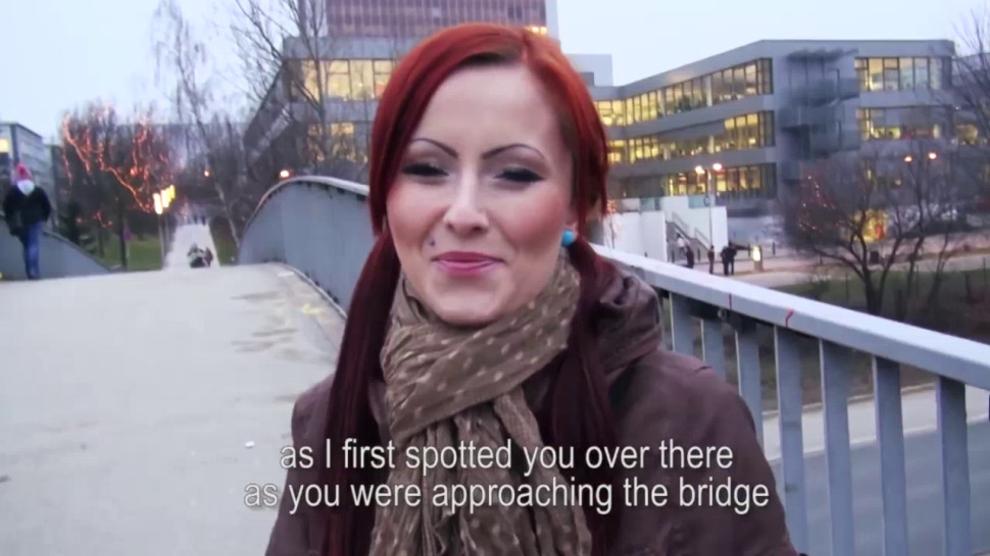 MOFOS - Redhead euro creampied for cash in public