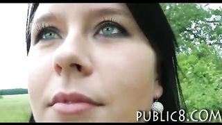 Big boobs amateur hottie outdoor public sex