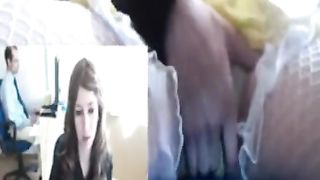 Masturbation at work while boss is behind her