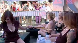 Group of sluts undressed in public sex