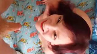 Epic pov amateur blowjob and huge cum swallow