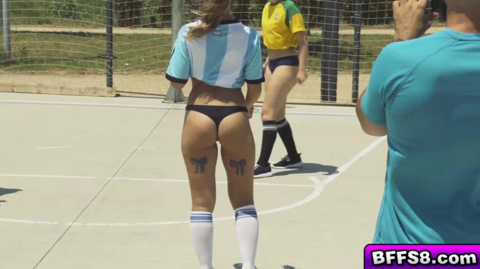 Hot soccer babes group fuck after the game