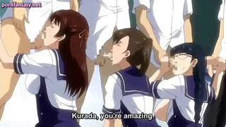 Sultry anime babes sucking cocks