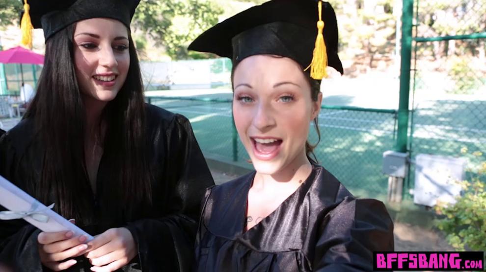 Lesbian teens eating pussy to celebrate the graduating