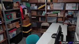 Teen sister thieves fucked by a security guards hard cock