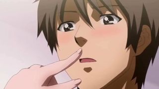 Shorthaired hentai girl boobs teased by her hot GF