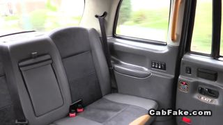 Babe in lingerie fucks fake taxi driver