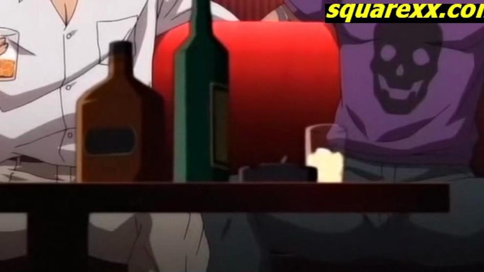 Anime teen waiter gangbanged in bar