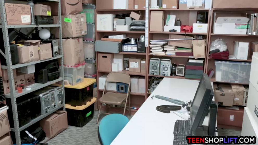 Redhead teen thief busted and exploited by a mall cop (Scarlett Mae)