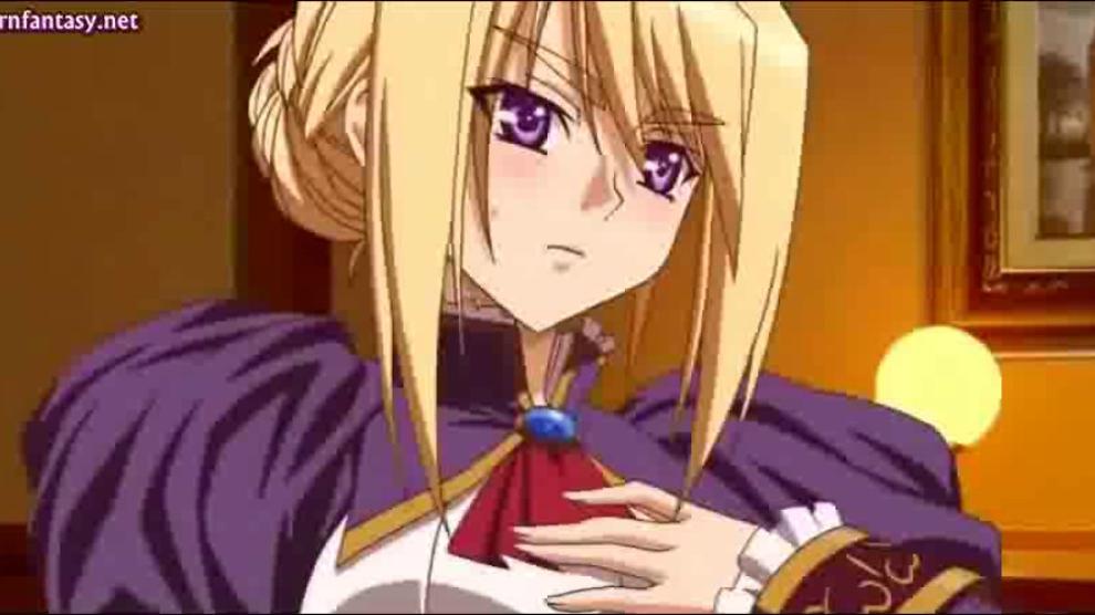 Blonde anime minx with round tits - video 1