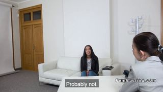 Female agent toying models pussy