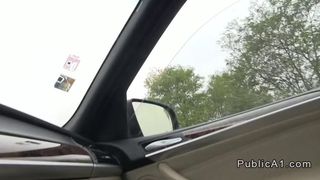 Amateur hitchhiker fucked from behind in car