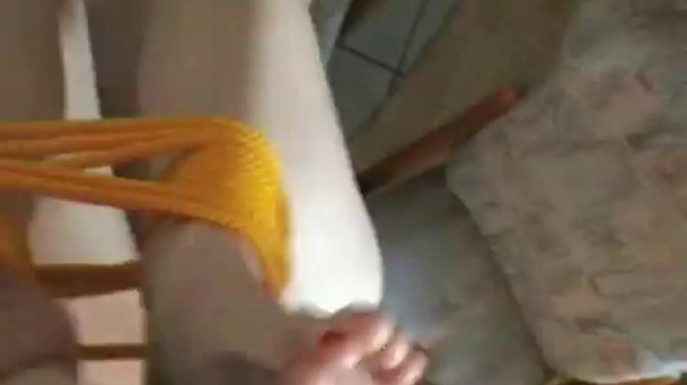 Footjob In Bondage