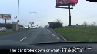 Dude bang stranded busty teen in his car (Nikky Dream)