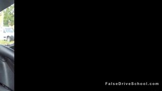 Tattooed driving student bangs busty blonde