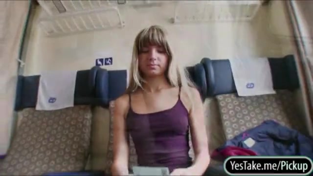 Slim euro girl fucked in a train cabin