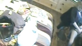 Masturbating clothed on chair, hidden cam