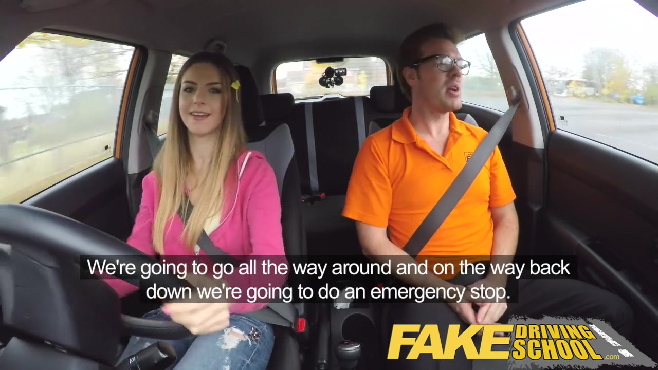 Fake Driving School Big tits Italian college student fucks for early exam