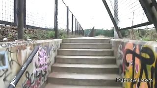 Czech blonde amateur banging outdoor pov