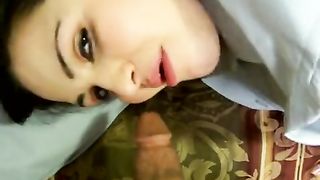 Pregnant amateur GF blowjob with facial shot