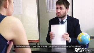 Teen blonde fucked during her exam
